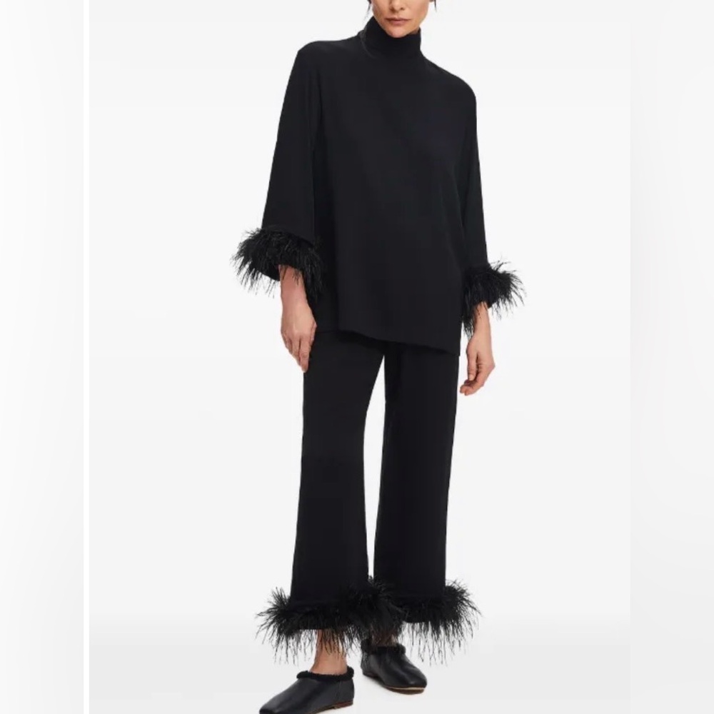Sleeper Black Feather Trim Pajama Set - image 1